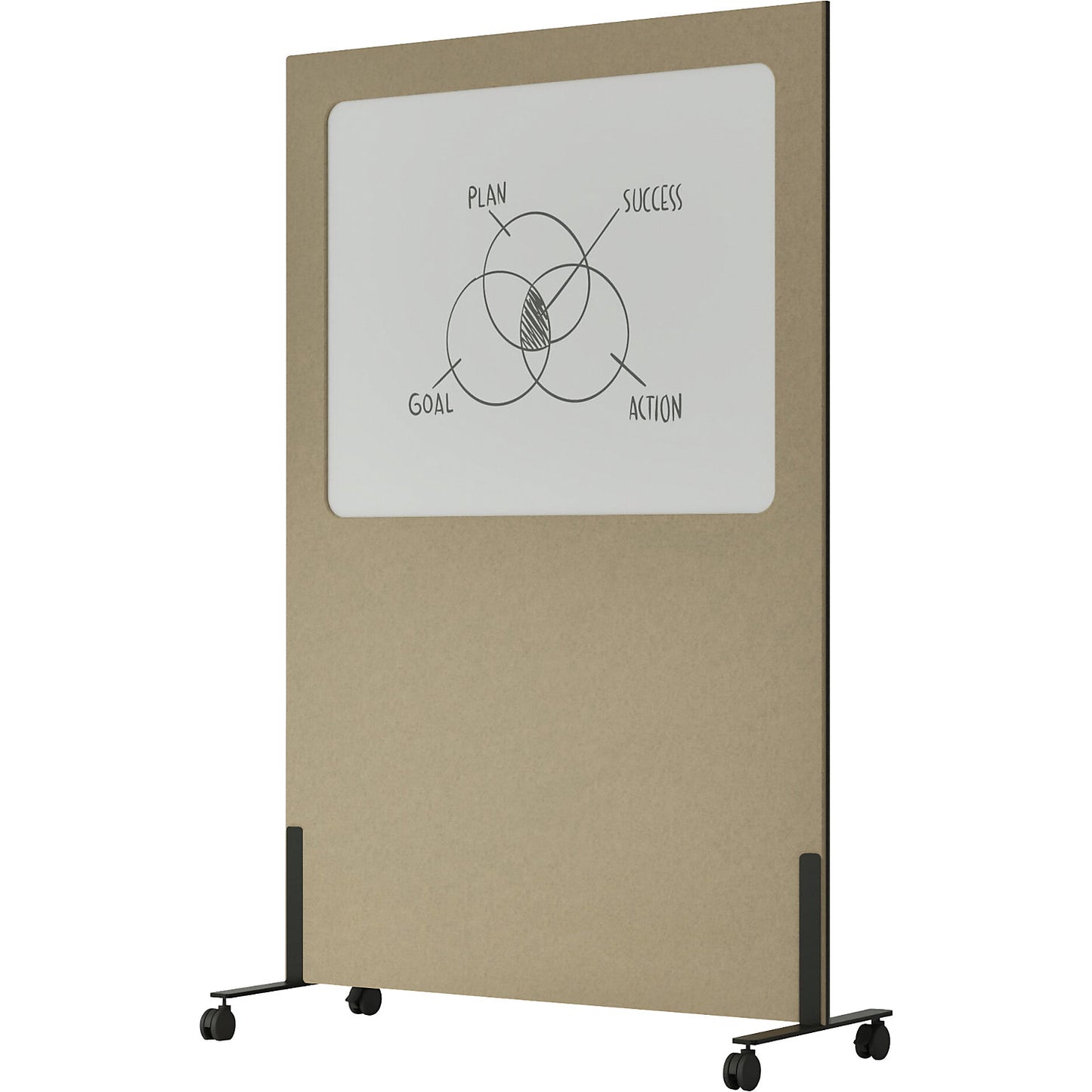 Whiteboard Silva, mobile, enamelled steel / PET felt, beige.