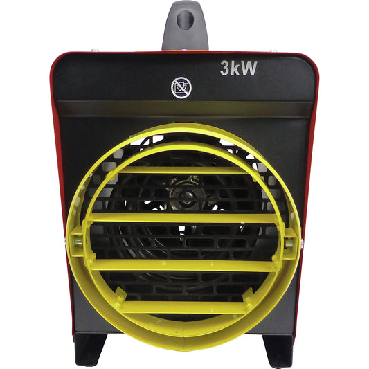Fan heater with hose connection, 3000 W, 3 kW, LxWxH 275 x 355 x 330 mm.
