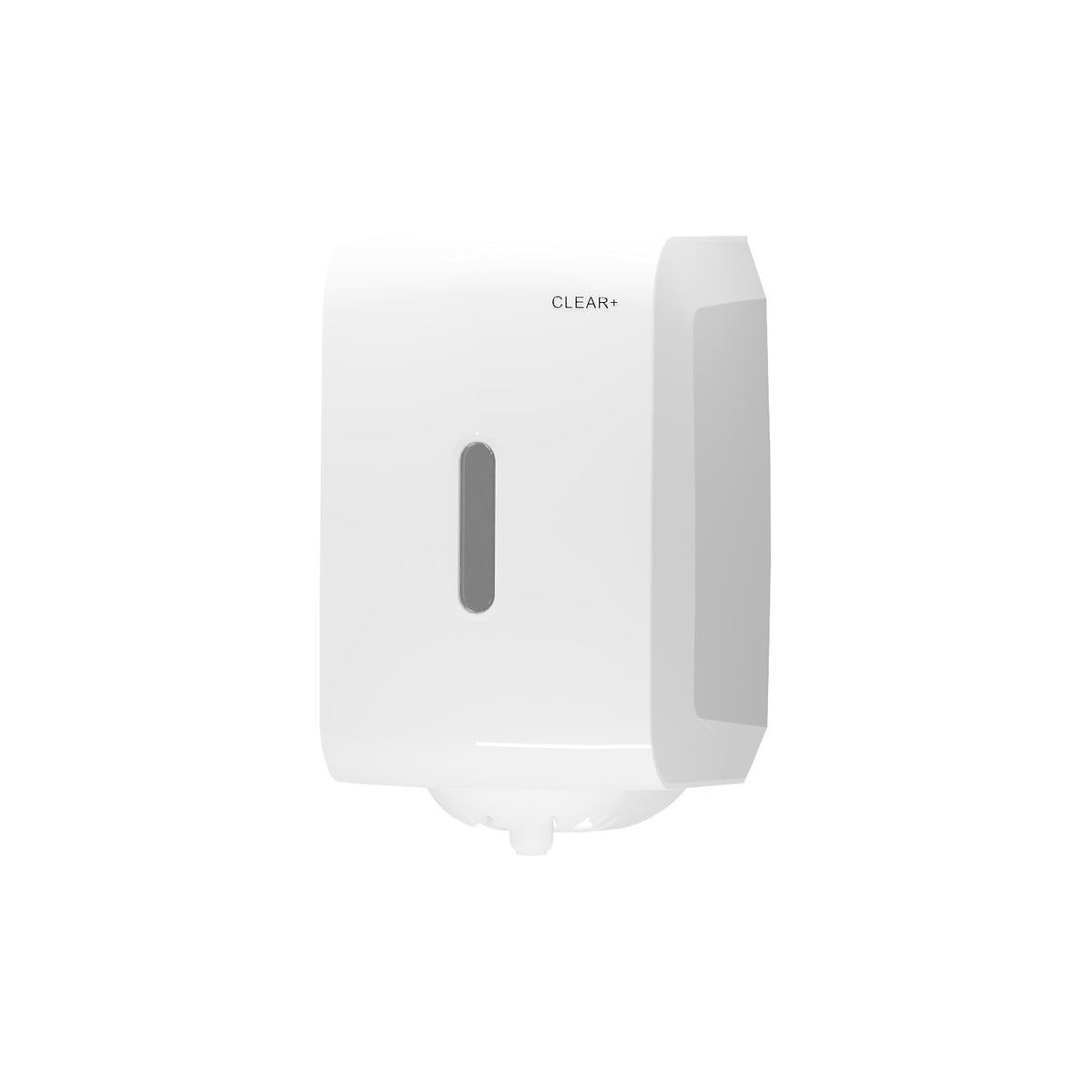Hand towel and wiping cloth dispenser, centrefeed Clear+, center-pull dispensing, HxWxD 473 x 391 x 669 mm.