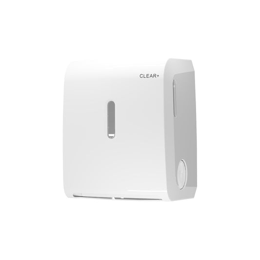 Dispenser for roll towels Clear+, HxWxD 400 x 390 x 600 mm, white.
