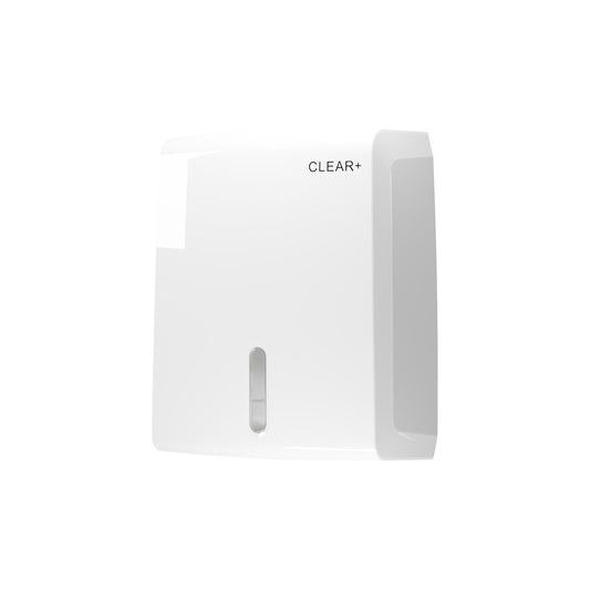 Folded paper dispenser Clear+, for 400 towels, white.