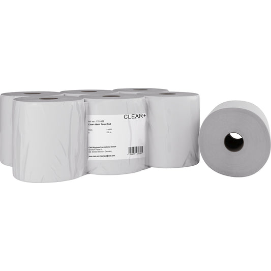Paper towel rolls, 2-ply, 220 m, pack of 6 rolls, LxW 200 x 195 mm, white.