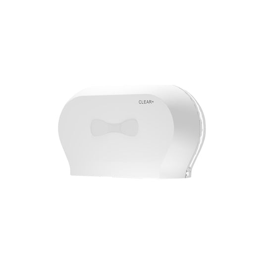 Midi toilet paper dispenser, Clear+, HxWxD 1200 x 800 x 2200 mm, plastic, white.