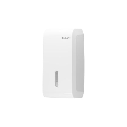 Toilet paper dispenser Clear+, for individual sheet dispensing, plastic, white.