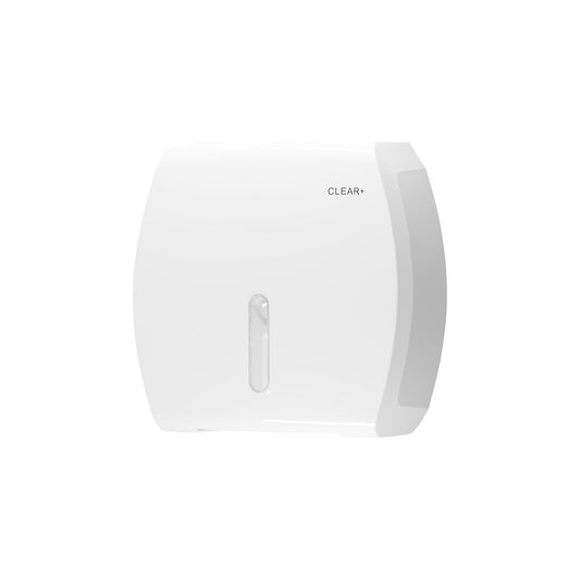 Jumbo toilet paper dispenser, Clear+, HxWxD 310 x 590 x 555 mm, plastic, white.