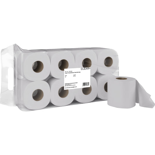 Standard Clear+ toilet paper, pack of 64 rolls, 2-ply.