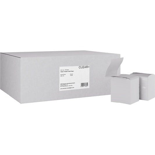 Single-sheet toilet paper, Clear+, 2-ply, pack of 40, light grey.