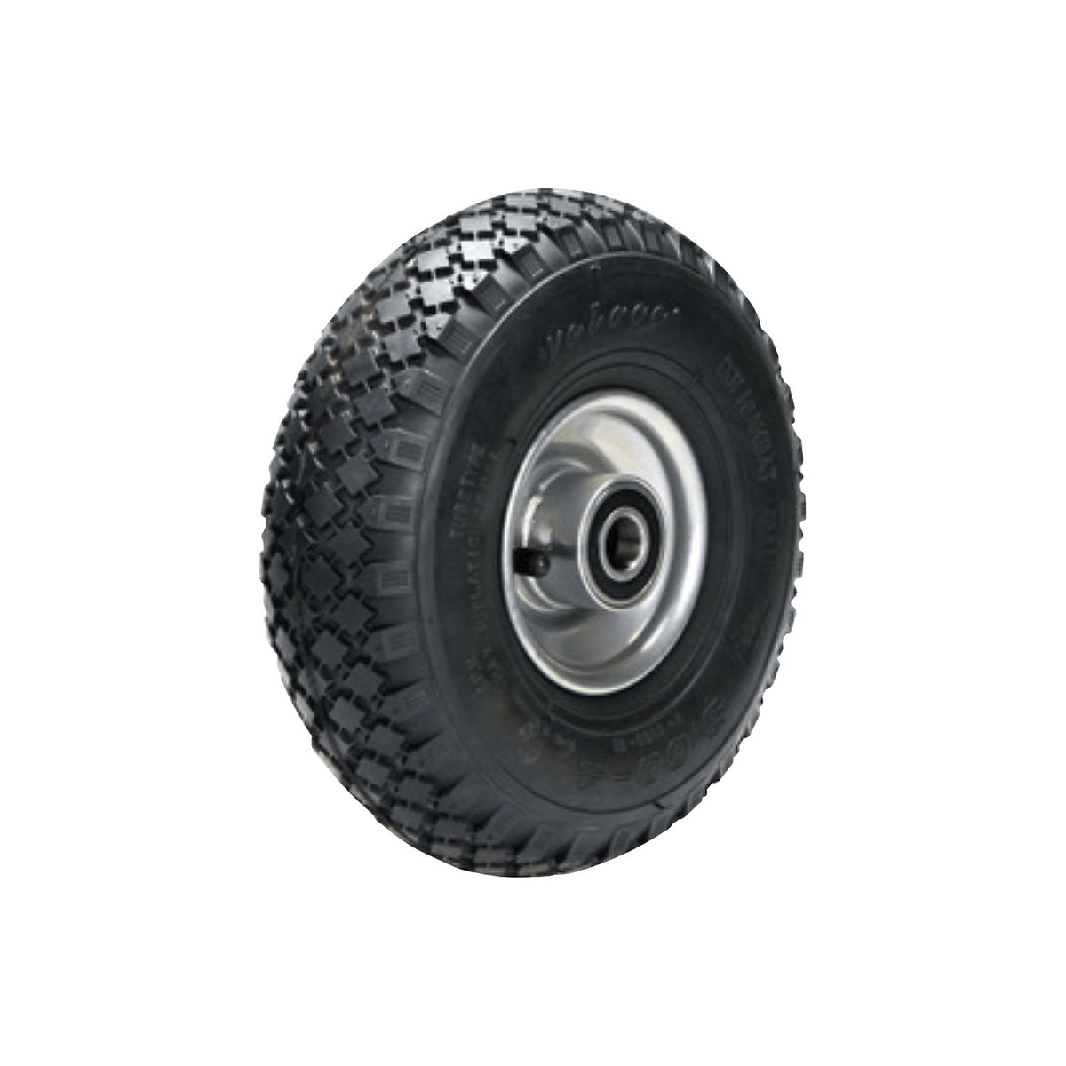 Pneumatic tyre, sheet steel rim, block profile, wheel Ø x width 260 x 85 mm, ball bearing.