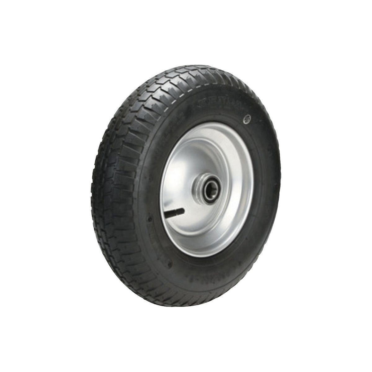 Pneumatic tyre, sheet steel rim, block profile, wheel Ø x width 400 x 100 mm, ball bearing.