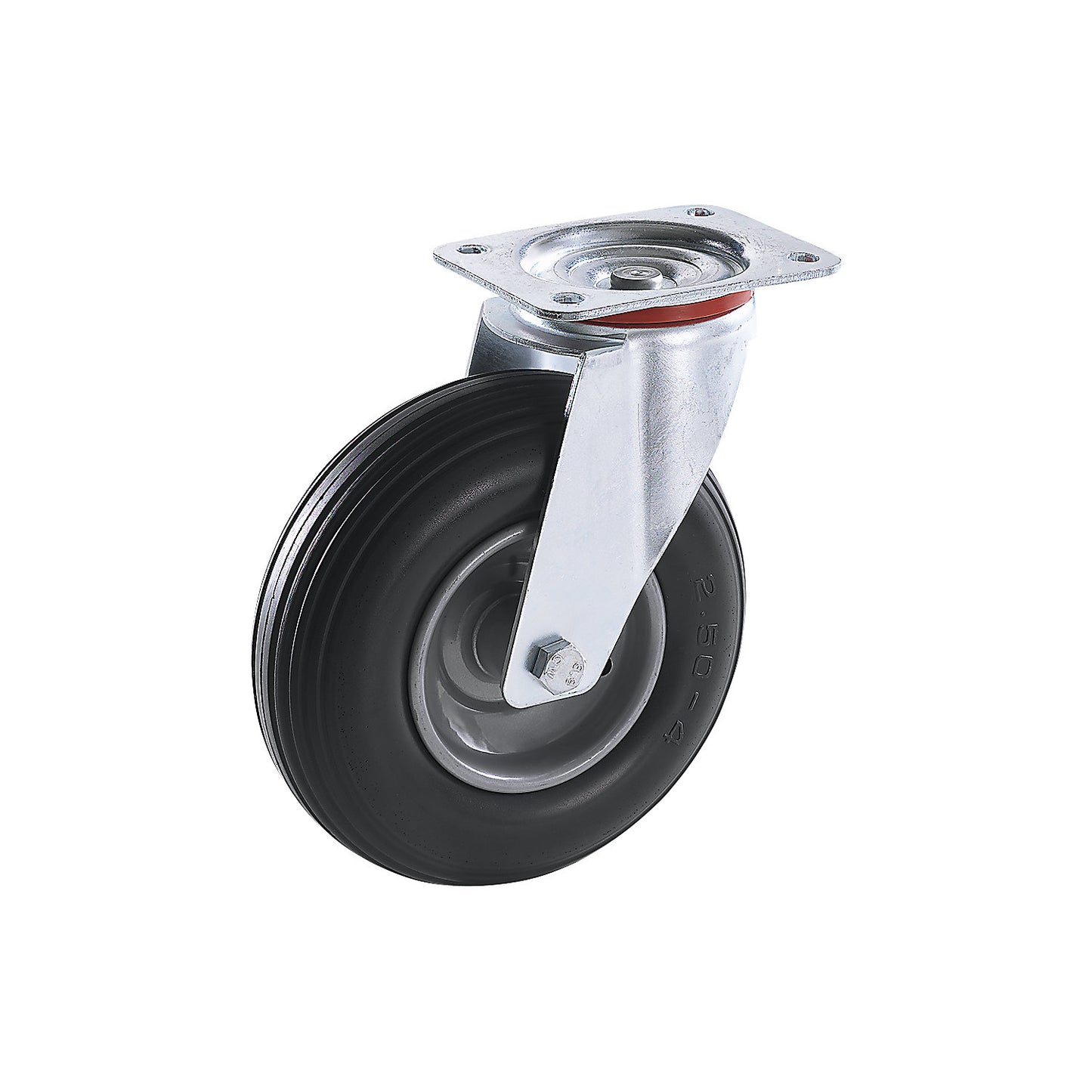 PU tyre, puncture proof, swivel castor, wheel ØxW 260 x 85 mm, roller bearings.