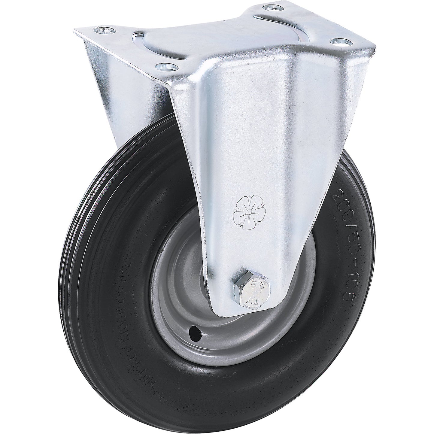 PU tyre, puncture proof, fixed castor, wheel-ØxW 200 x 50 mm, ball bearing.