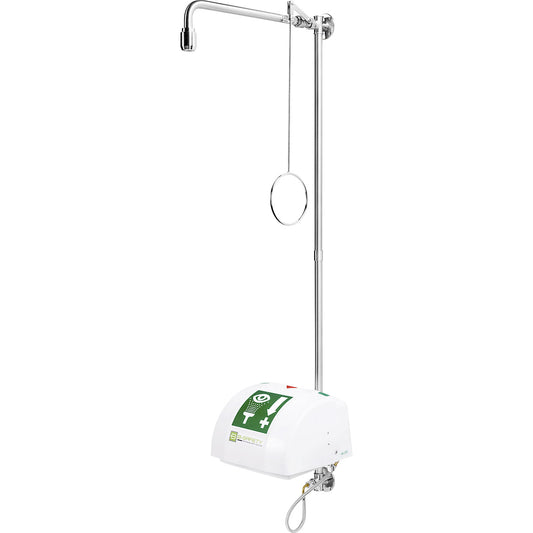 PremiumLine emergency shower combination, with eye/face shower, wash basin, cover, for wall mounting, stainless steel.