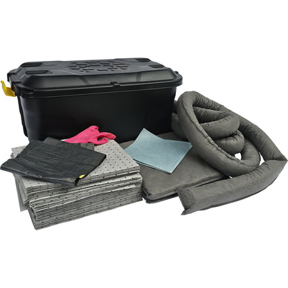 Spillage emergency kit in a trolley case, absorption 75 l, universal version, grey.