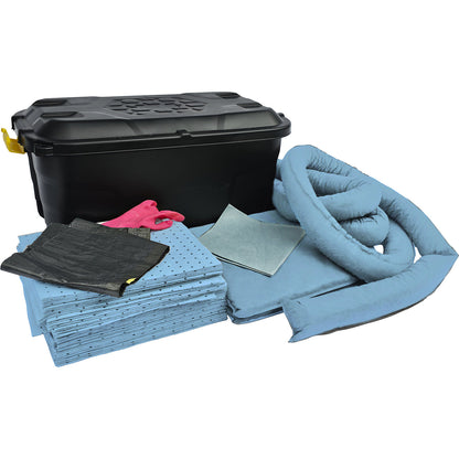 Spillage emergency kit in a trolley case, absorption 75 l, oil version, blue.