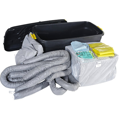 Spillage emergency kit in a wheeled case, absorption 150 l, universal version, grey.