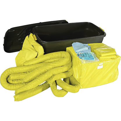Spillage emergency kit in a wheeled case, absorption 150 l, chemical version, yellow.