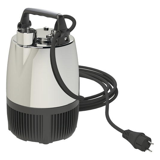 Submersible drainage pump GXM ZERO, chrome-nickel steel/plastic, max. 9.8 m, 0.25 kW.