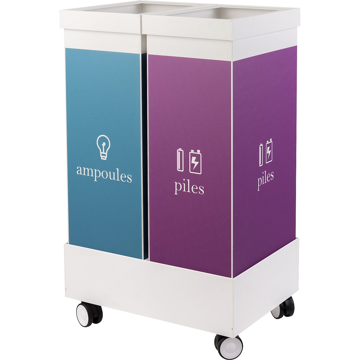 Trolley for recycling bins, for 2 containers, white.