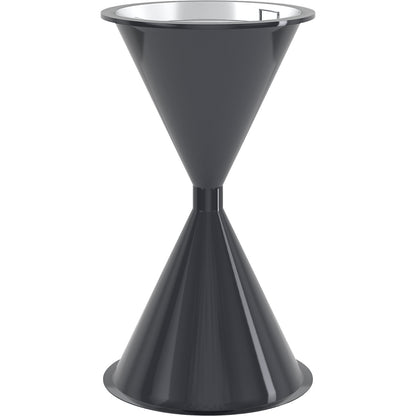 Conical pedestal ashtray made of plastic, without hood, black grey.