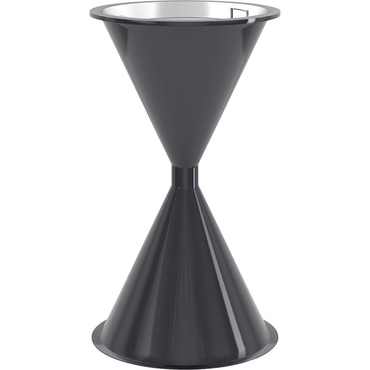 Conical pedestal ashtray made of plastic, without hood, black grey.
