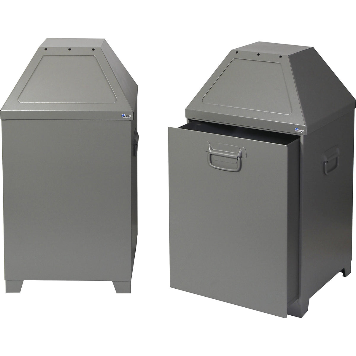 Waste collector, 80 L, fire retardant, removable insert, grey aluminium.