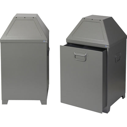 Waste collector, 80 L, fire retardant, removable insert, grey aluminium.