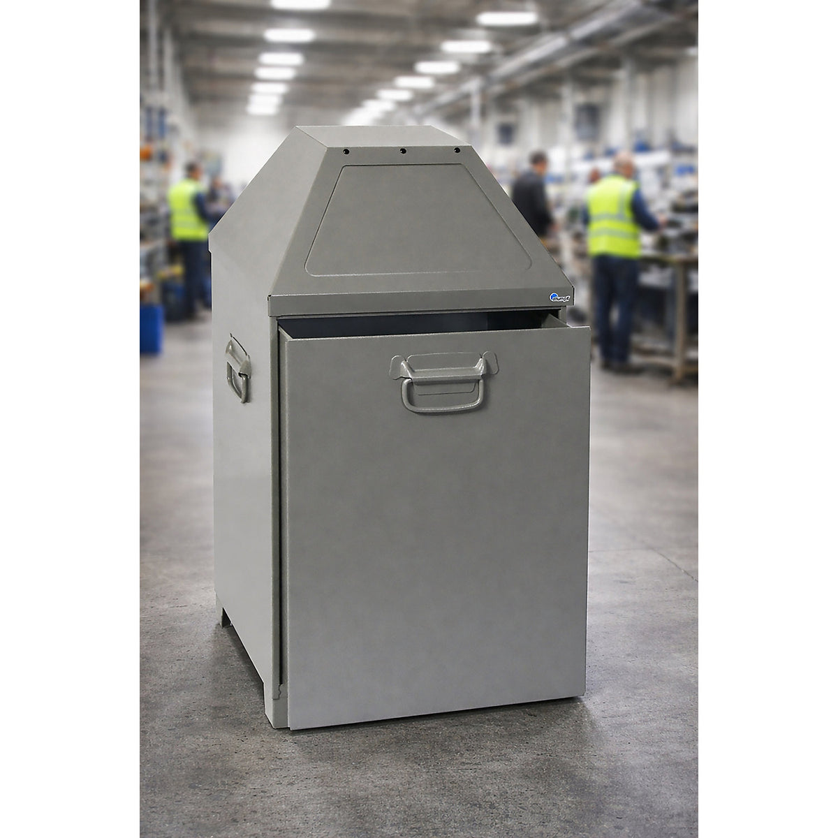 Waste collector, 80 L, fire retardant, removable insert, grey aluminium.