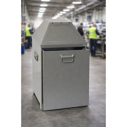 Waste collector, 80 L, fire retardant, removable insert, grey aluminium.