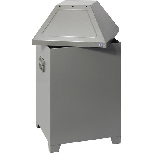 Waste collector, 80 L, fire retardant, removable top, grey aluminium.