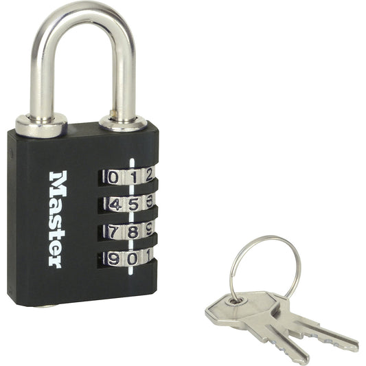 Combination lock, zinc, pack of 12, with security emergency key.