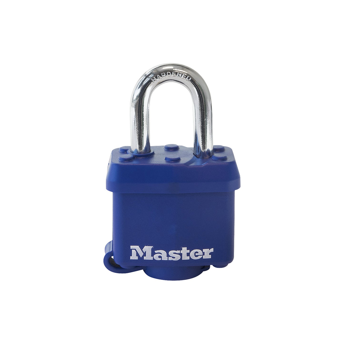 Padlock, steel, with thermoplastic cover, pack of 4, silver.