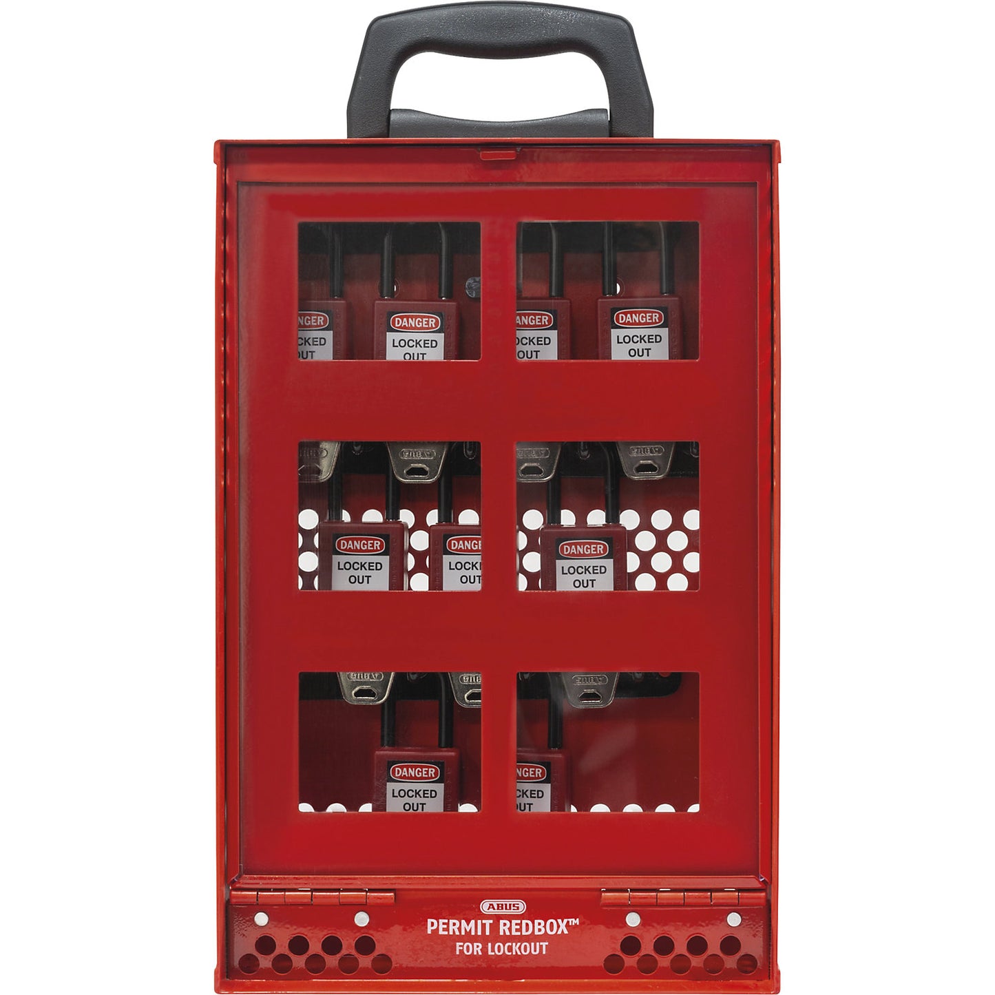 Lockout Tagout Station Permit Redbox™ B810, with wall bracket, red.