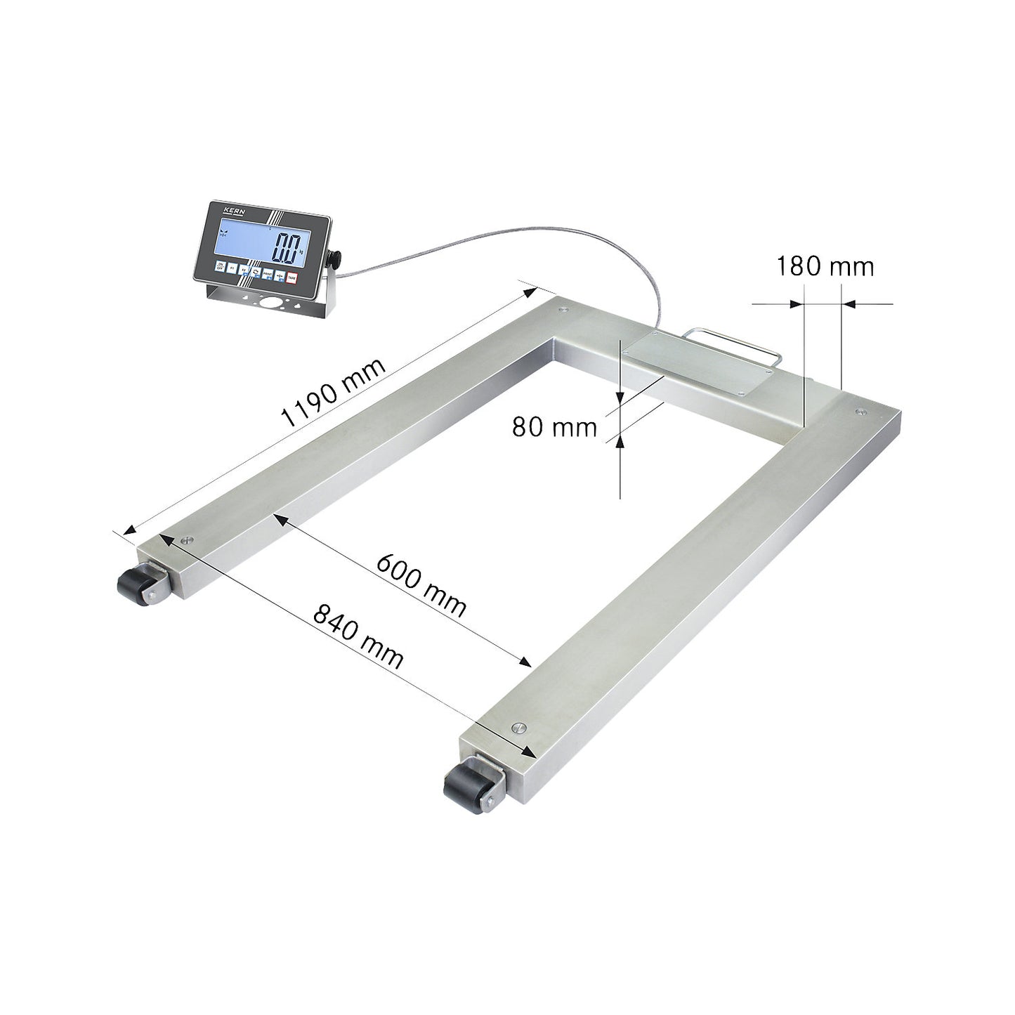IoT-Line UXC pallet scale, max. weighing range 600 kg, scale division 200 g.