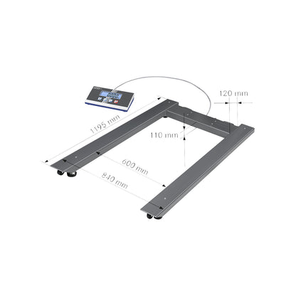 UIB pallet scale, steel, weighing range up to 600 kg, 1195 x 840 mm.