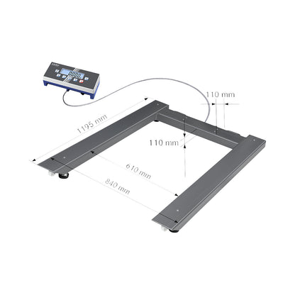 UID pallet scale, steel, weighing range up to 600 kg, 1195 x 840 mm.