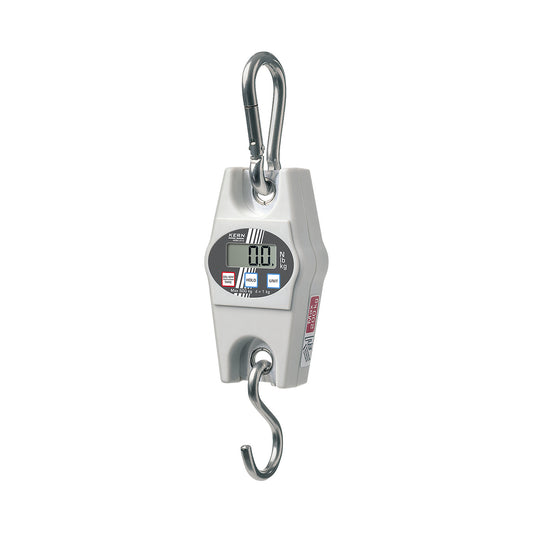 HCB suspension scales, grey, weighing range up to 20 kg, read-out accuracy 10 g.