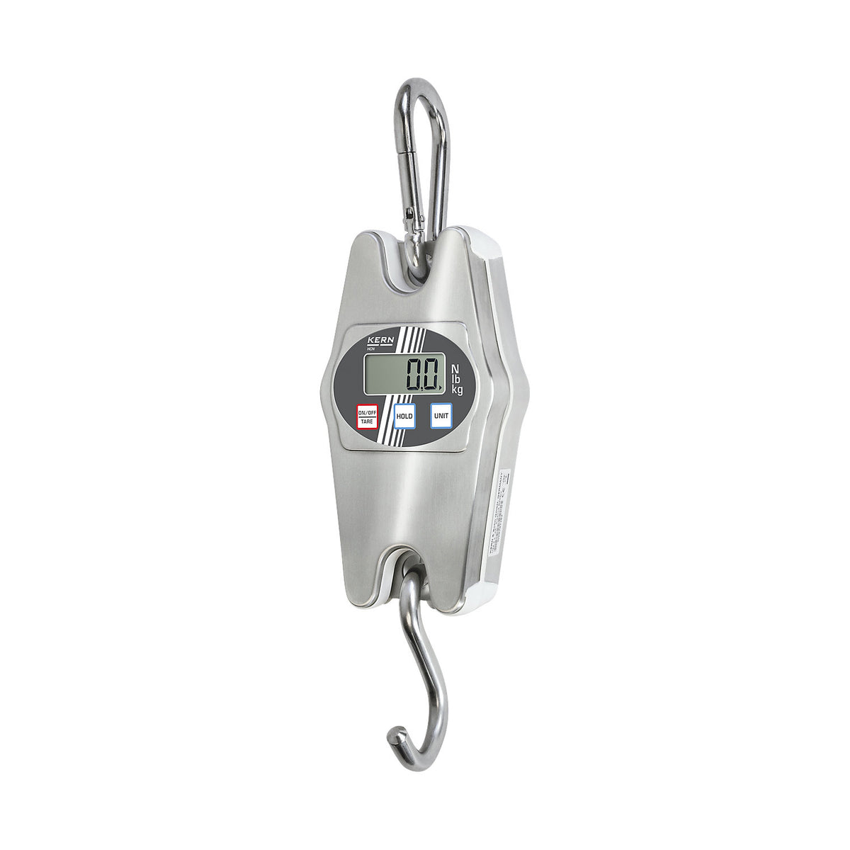 HCN suspension scale, stainless steel, weighing range up to 50 kg, read-out accuracy 100 g.