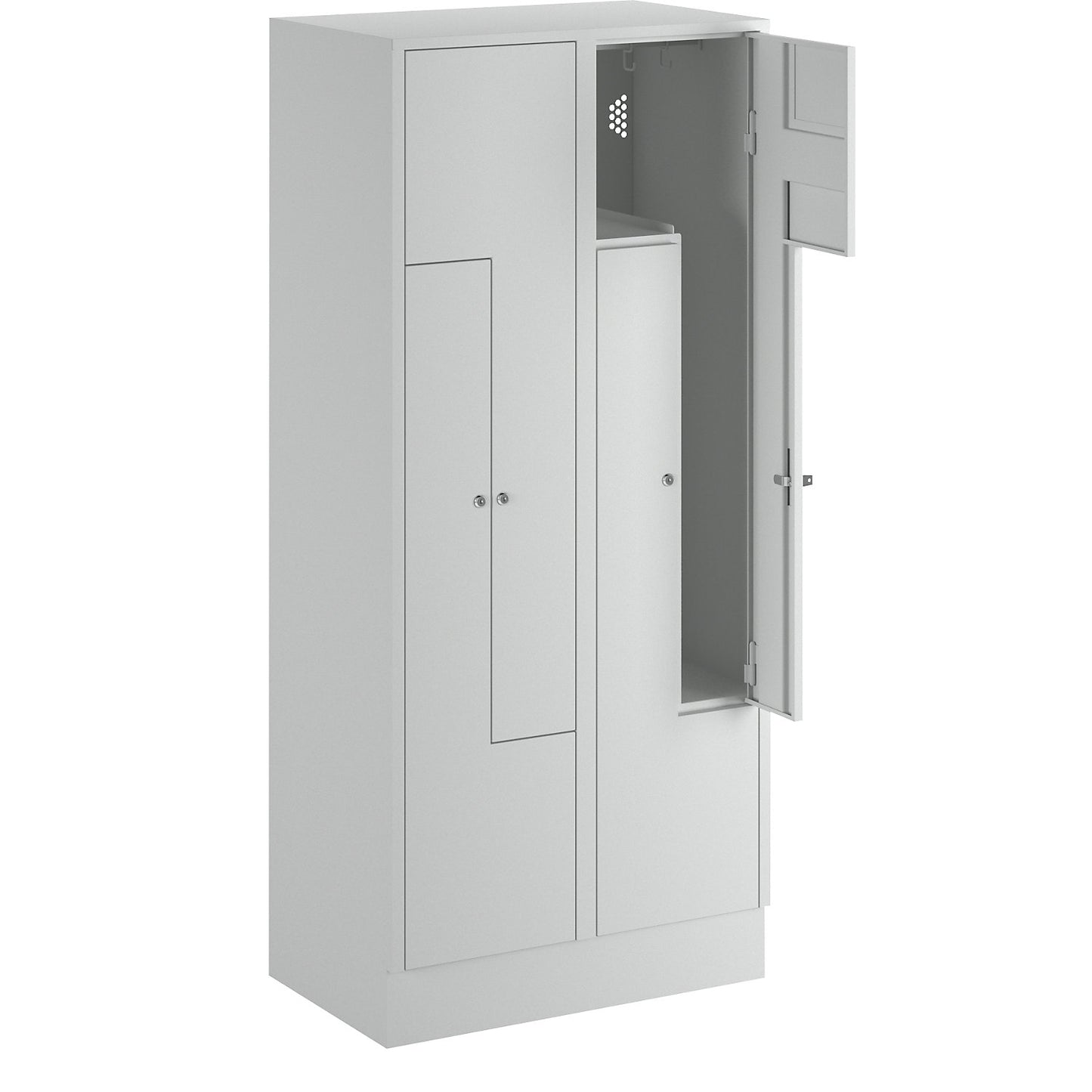 München Z locker, 2 compartments, W 800 mm, doors light grey.