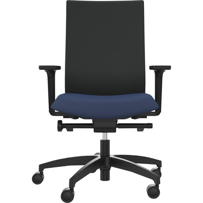 JUST EVO OPERATOR office chair, with upholstered back rest, night blue.