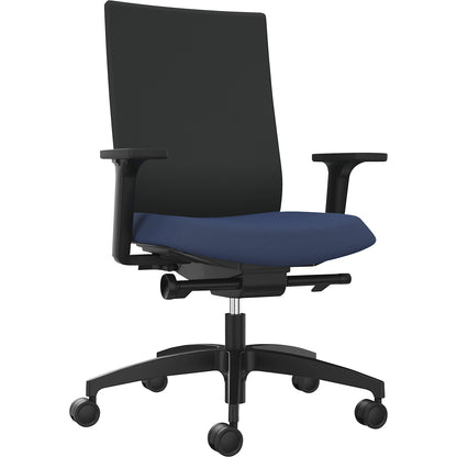 JUST EVO OPERATOR office chair, with upholstered back rest, night blue.