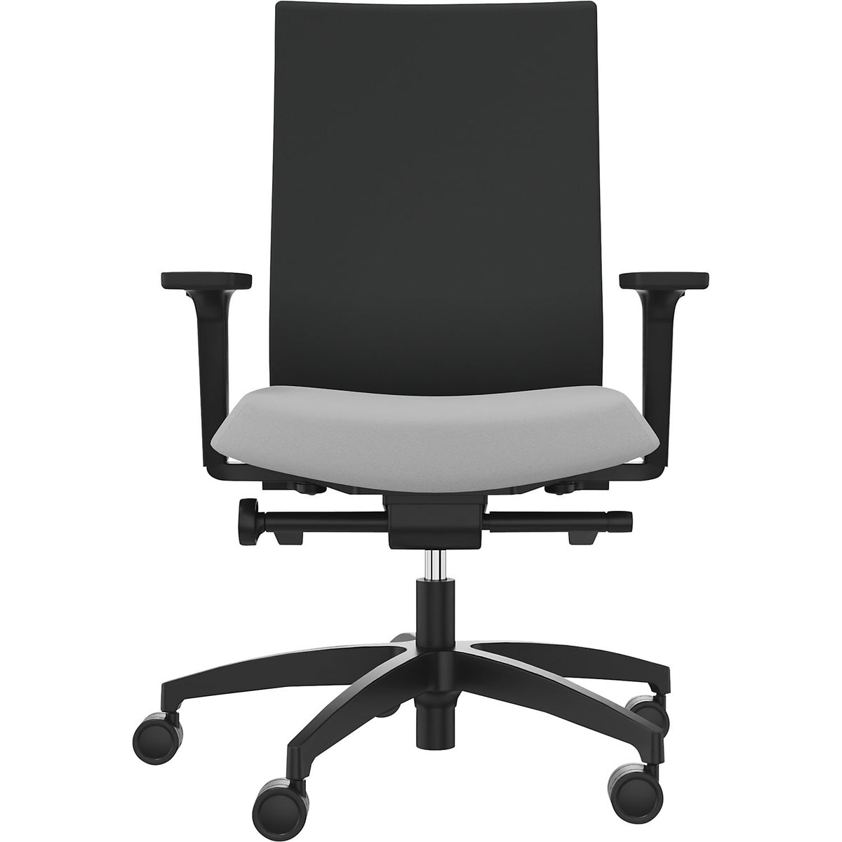 JUST EVO OPERATOR office chair, with upholstered back rest, platinum grey.
