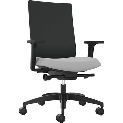 JUST EVO OPERATOR office chair, with upholstered back rest, platinum grey.