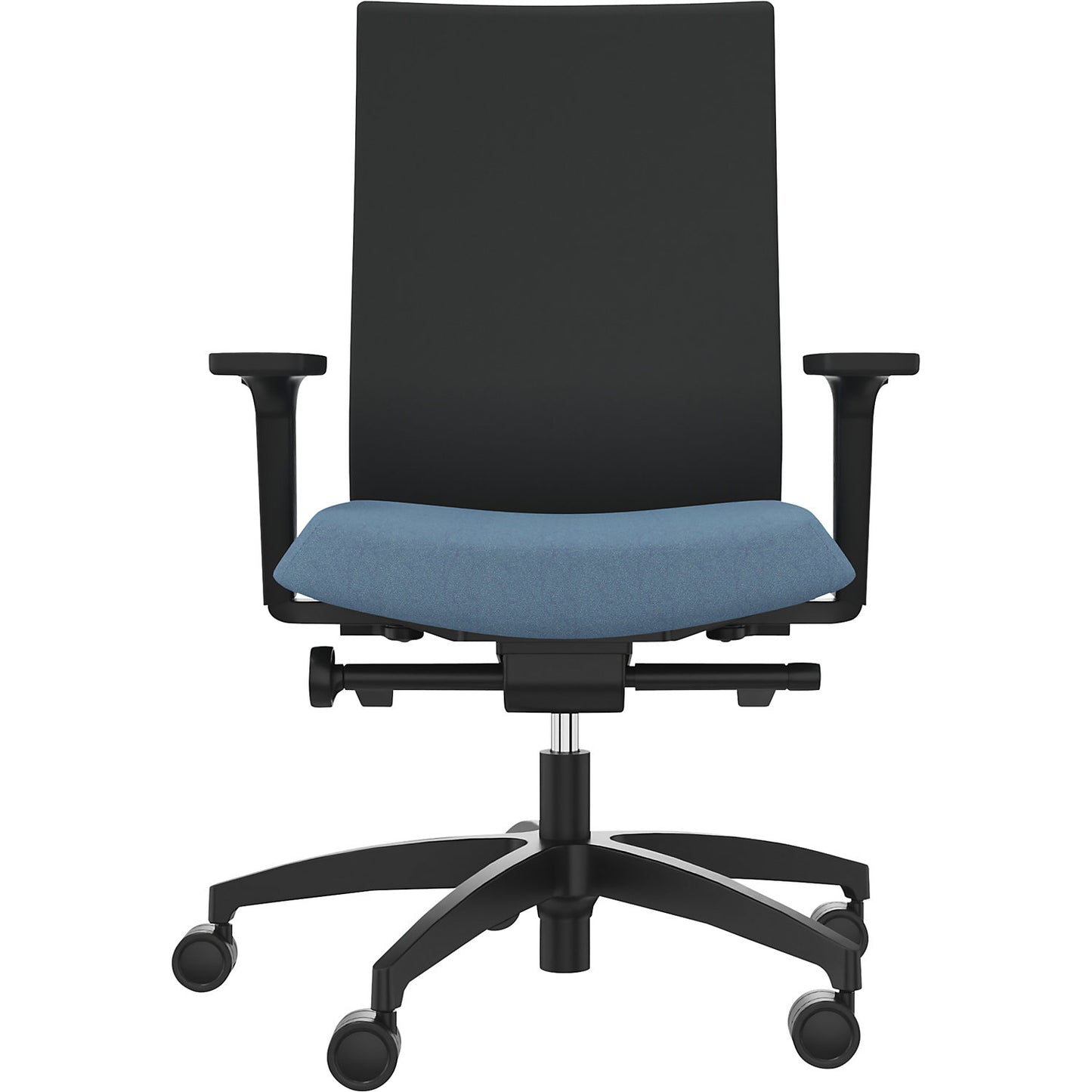 JUST EVO OPERATOR office chair, with upholstered back rest, water blue.