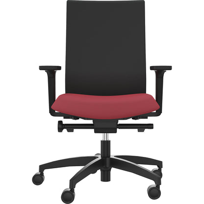 JUST EVO OPERATOR office chair, with upholstered back rest, chili red.