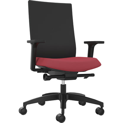JUST EVO OPERATOR office chair, with upholstered back rest, chili red.