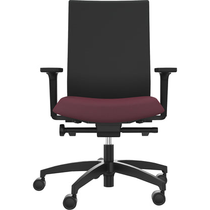 JUST EVO OPERATOR office chair, with upholstered back rest, shiraz red.
