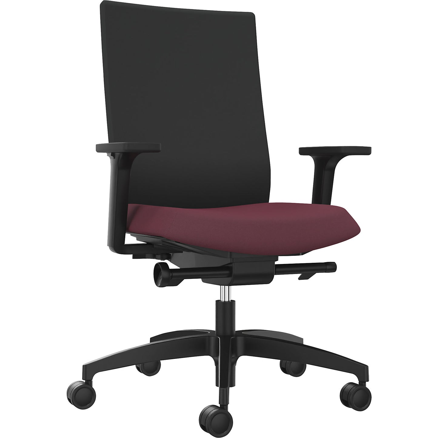 JUST EVO OPERATOR office chair, with upholstered back rest, shiraz red.