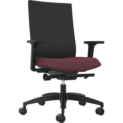JUST EVO OPERATOR office chair, with upholstered back rest, shiraz red.