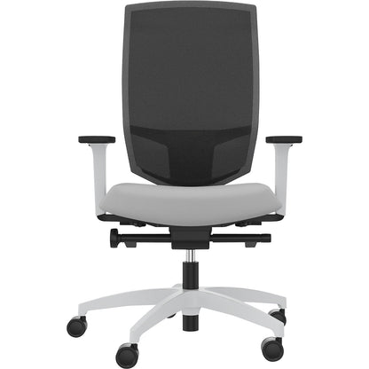 JUST EVO MESH office swivel chair, with mesh back rest, white, platinum grey.