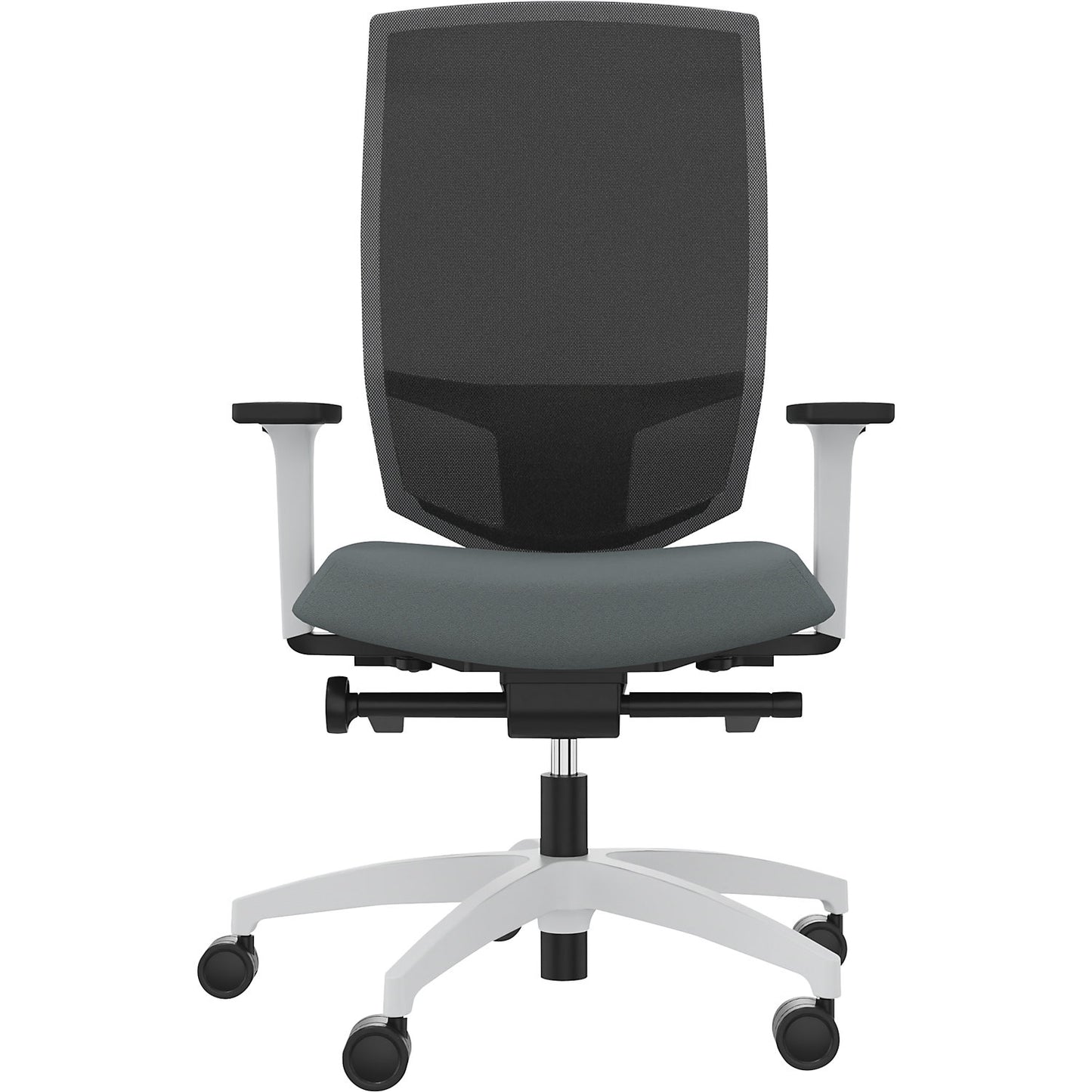 JUST EVO MESH office swivel chair, with mesh back rest, white, grey.